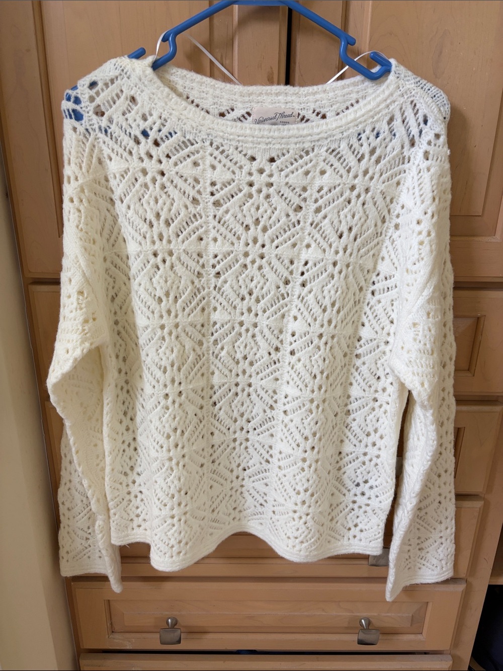 Universal Thread Cream Open-Knit Crewneck Sweater